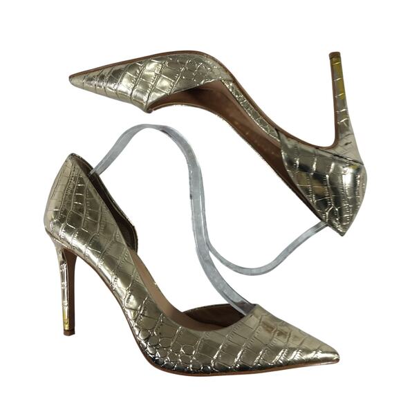 INC! SOLID VEGAN LEATHER, CROCODILE IMPRINT CUTAWAY SIDE HEELS, PUMPS! SZ 10M - Picture 6 of 12